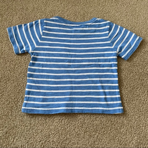 Janie & Jack Short Sleeve Pocket Tee Shirt Blue White Stripes 18-24 Months - Picture 2 of 4